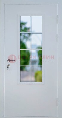 Белая железная дверь порошок со стеклом ДС-31 в Дубне
