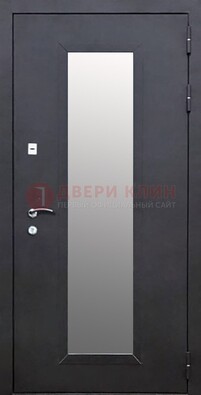 Черная стальная дверь порошок со стеклом ДС-33 в Дубне