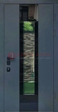Современная дверь со стеклом для коттеджа ДС-40 в Дубне