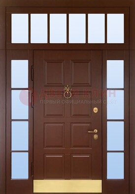 Коричневая входная дверь с МДФ панелью и стеклом ДС-45 в Дубне