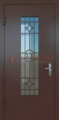 Входная металлическая дверь со стеклом для дома ДС-6 в Дубне