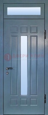 Серая металлическая дверь со стеклом ДС-70 в Дубне