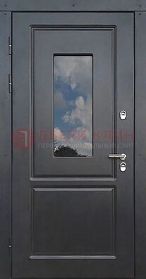 Чёрная металлическая дверь со стеклом ДС-77 в Дубне