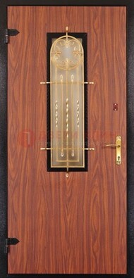 Дополнительная дверь со стеклом и золотой ковкой ДСК-16 в Тамбове