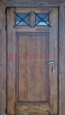 Металлическая дверь с Виноритом со стеклом и ковкой под старину ДСК-209 в Дубне