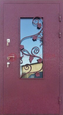 Железная дверь Порошок со стеклом и ковкой лозы ДСК-220 в Дубне