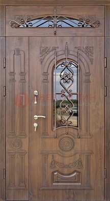 Распашная стальная дверь Винорит со стеклом и ковкой ДСК-232 в Дубне
