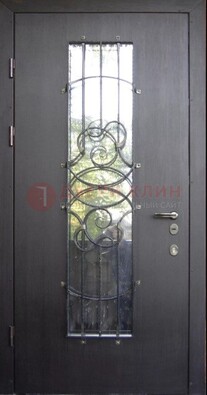 Остекленная стальная дверь с ковкой ДСК-26 в Дубне
