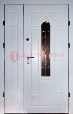 Входная дверь Винорит со стеклом в белом цвете ДСК-277 в Дубне