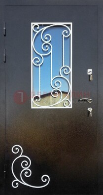 Входная дверь Порошок со стеклом и ковкой ДСК-278 в Дубне