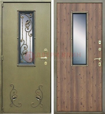 Офисная железная дверь со стеклом и ковкой ДСК-44 в Дубне