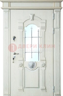 Герметичная входная дверь со стеклом и ковкой с украшением ДСК-64 в Дубне