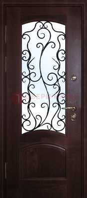 Металлическая дверь со стеклом и ковкой ДСК-6 в квартиру в Дубне