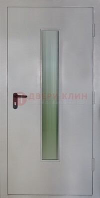 Белая металлическая техническая дверь со стеклянной вставкой ДТ-2 в Дубне