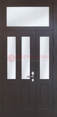 Черная тамбурная дверь со стеклянными вставками ДТМ-38 в Дубне