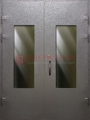 Серая тамбурная дверь со стеклянными вставками ДТМ-8 в Дубне