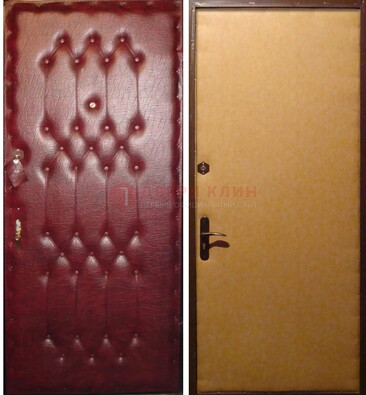 Бордовая металлическая дверь с винилискожей ДВ-1 в Дубне