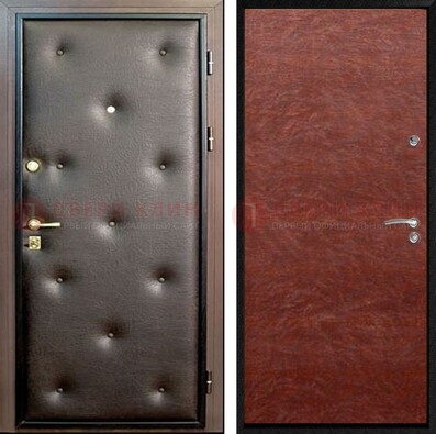 Коричневая стальная дверь с винилискожей ДВ-32 в Дубне