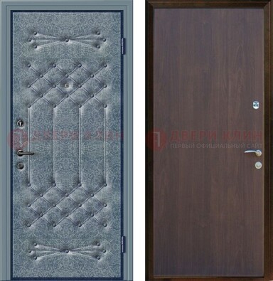 Серая металлическая дверь с винилискожей ДВ-35 в Дубне