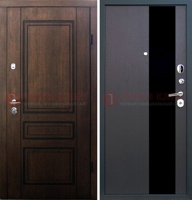 Входная дверь Итальянский орех с МДФ с черным стеклом ДМ-1199 в Дубне