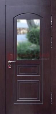 Темная железная дверь с виноритом и стеклом ДВТ-162 в Дубне