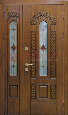 Темная стальная дверь с виноритом и стеклом ДВТ-179 в Дубне