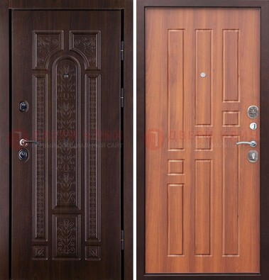 Темная металлическая дверь с виноритом и узором ДВТ-224 в Дубне