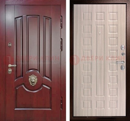 Темно-красная входная дверь с виноритом ДВТ-234 в Дубне
