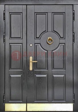 Черная металическая дверь с виноритом для дома ДВТ-241 в Дубне