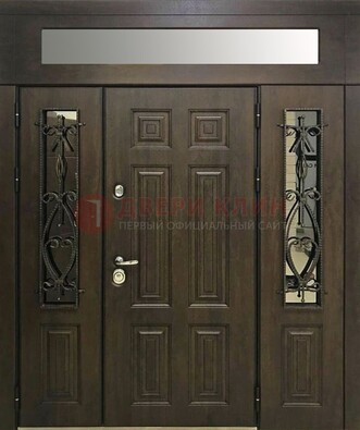 Темная входная дверь с виноритом и белой внутренней панелью ДВТ-58 в Дубне