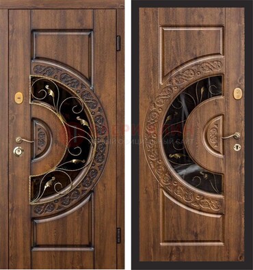 Металлическая дверь с виноритом и панелью Золотой Дуб ДВТ-71 в Дубне