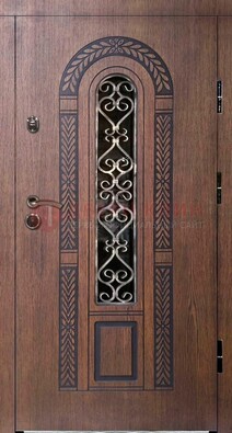 Стальная темная дверь с виноритом и МДФ ДВТ-81 в Дубне