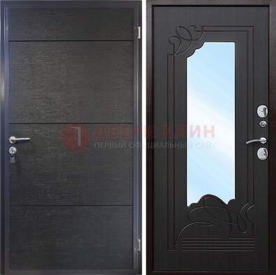 Темная Железная дверь c виноритом и МДФ с зеркалом ДЗ-119 в Дубне