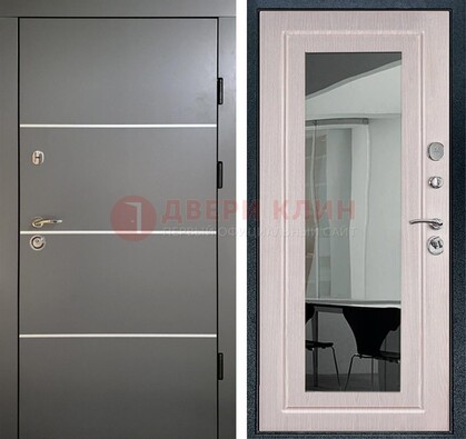 Черная металлическая дверь с зеркалом ДЗ-12 в Дубне