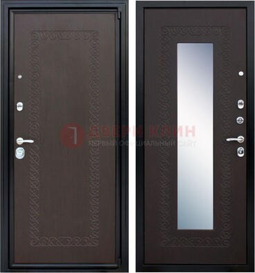 Темная стальная дверь с зеркалом ДЗ-20 в Дубне
