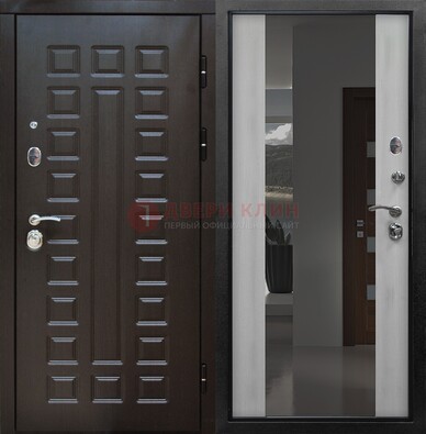 Коричневая металлическая дверь с зеркалом ДЗ-22 в Дубне
