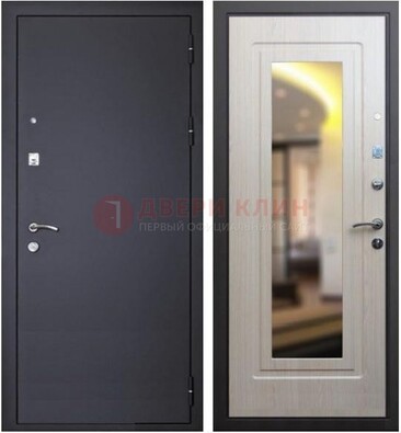 Черная металлическая дверь с зеркалом ДЗ-26 в Дубне
