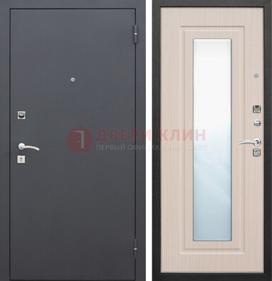 Черная входная дверь с зеркалом МДФ внутри ДЗ-31 в Дубне