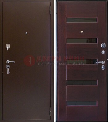 Темная железная дверь с зеркалом ДЗ-42 в Дубне