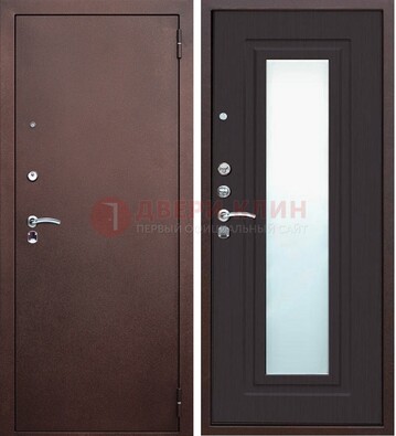 Коричневая металлическая дверь с зеркалом ДЗ-43 в Дубне