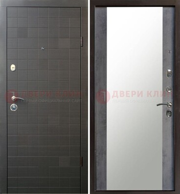 Темная железная филенчатая дверь с зеркалом ДЗ-53 в Дубне