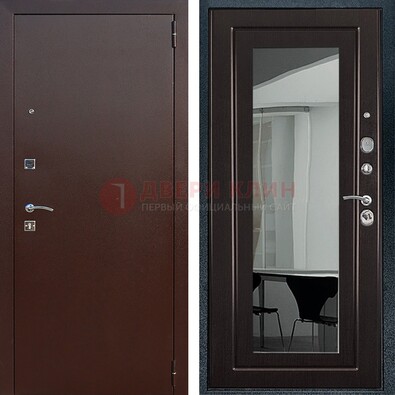 Металлическая дверь с порошковым напылением с МДФ и зеркалом ДЗ-61 в Дубне