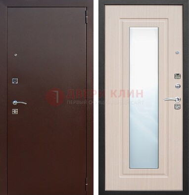 Входная дверь с порошковым покрытием филенчатой МДФ и зеркалом ДЗ-65 в Дубне