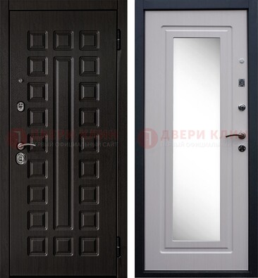 Черная филенчатая металлическая дверь МДФ с зеркалом ДЗ-83 в Дубне