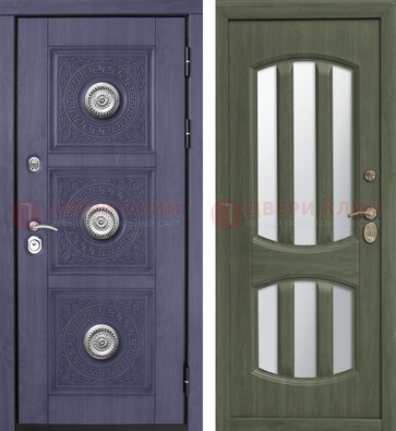 Стальная дверь с узором на МДФ и зеркальными вставками ДЗ-87 в Дубне