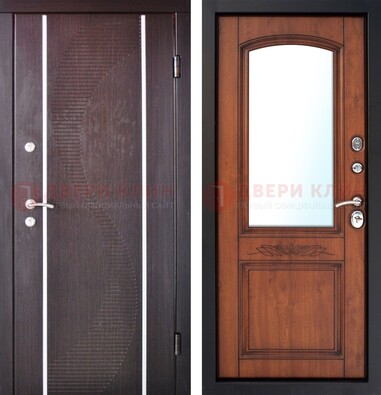Входная дверь с МДФ и МДФ внутри с зеркалом ДЗ-88 в Дубне