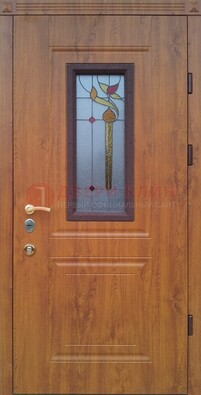 Железная дверь с МДФ и витражом ВЖ-24 в Дубне