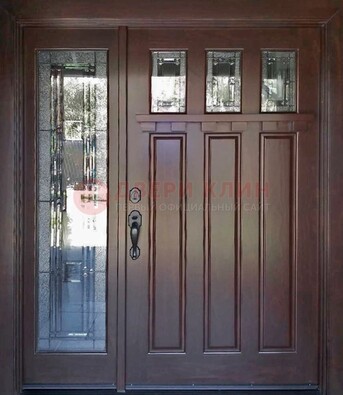 Широкая стальная дверь с МДФ и витражом ВЖ-25 в Дубне